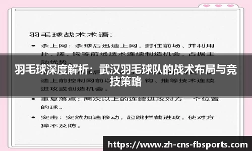 羽毛球深度解析:武汉羽毛球队的战术布局与竞技策略